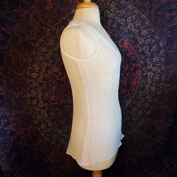 CAbi Ivory Bohemian Crochet Open Knit Tank Top Sweater Womens Size XS - Picture 4 of 14